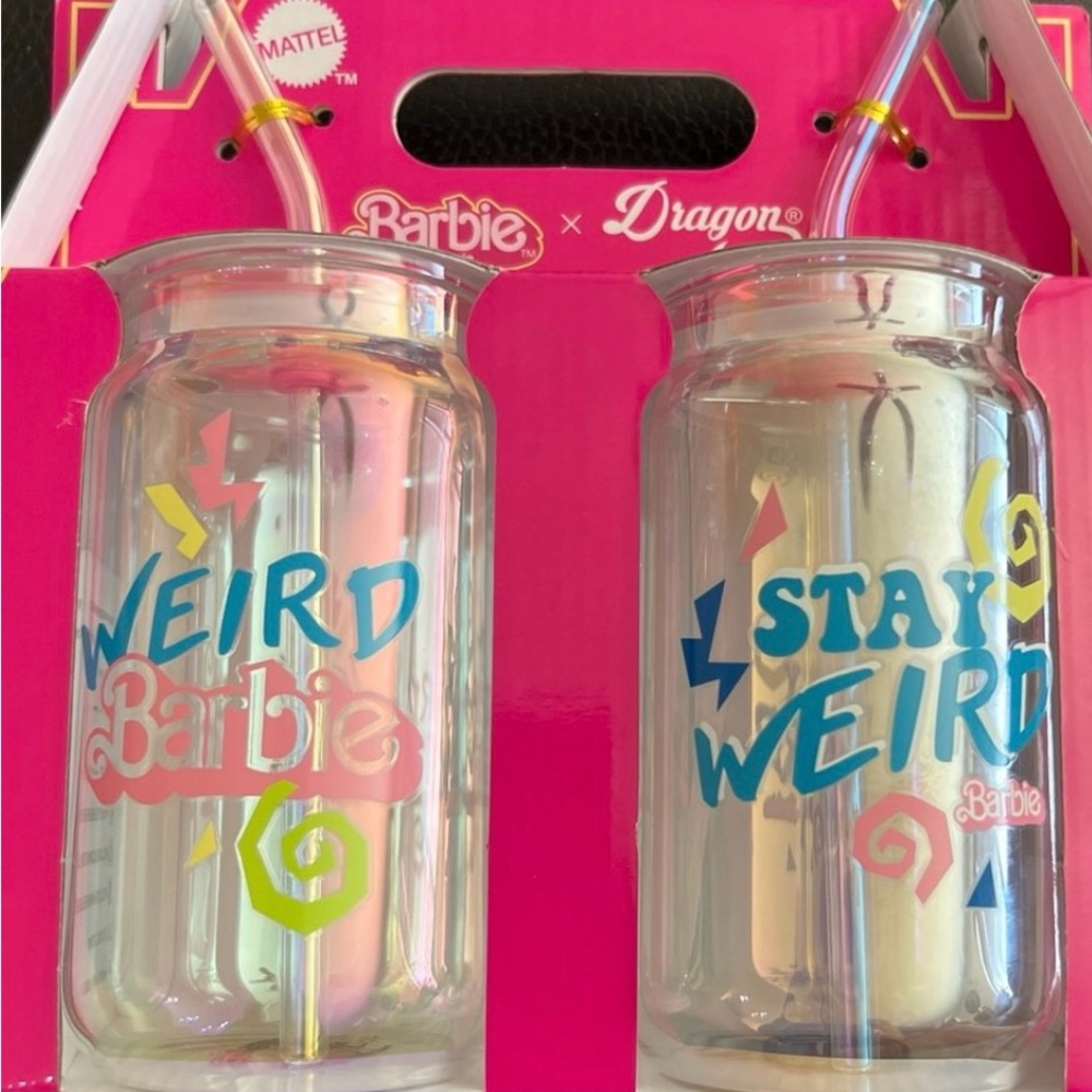 Barbie x Dragon Iridescent Colotful Drinking Glasses Set of 2